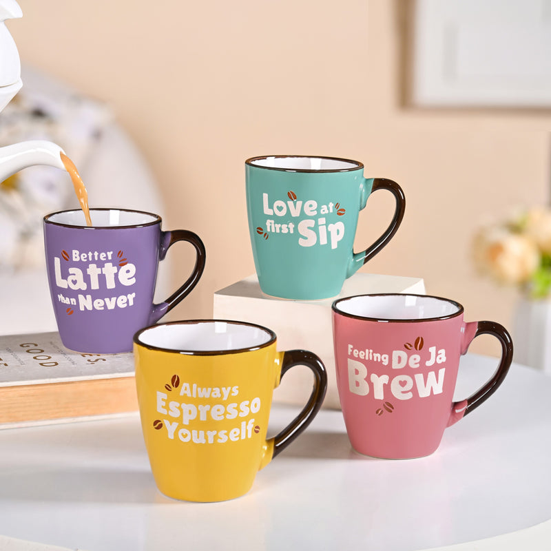 Puntastic Quotes Ceramic Coffee Mug Set Of 4