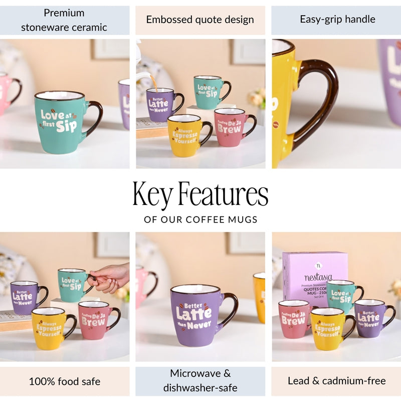 Puntastic Quotes Ceramic Coffee Mug Set Of 4