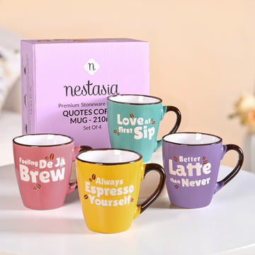 Puntastic Quotes Ceramic Coffee Mug Set Of 4