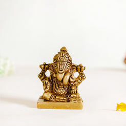 Ganpati Bappa Murti Showpiece 4cm - Ganpati Bappa Murti, Ganesh Showpiece, Decorative Ganpati Idol, Small Ganesh Murti, Brass Ganpati Figurine