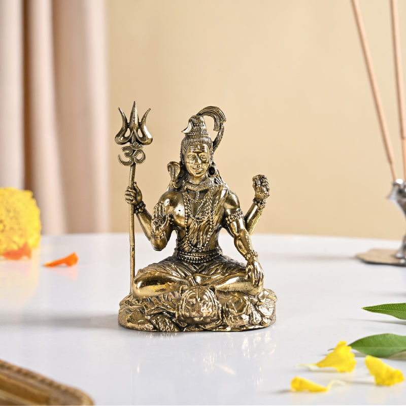 Pure Brass Shiv Mahadev Idol With Gift Box 8cm