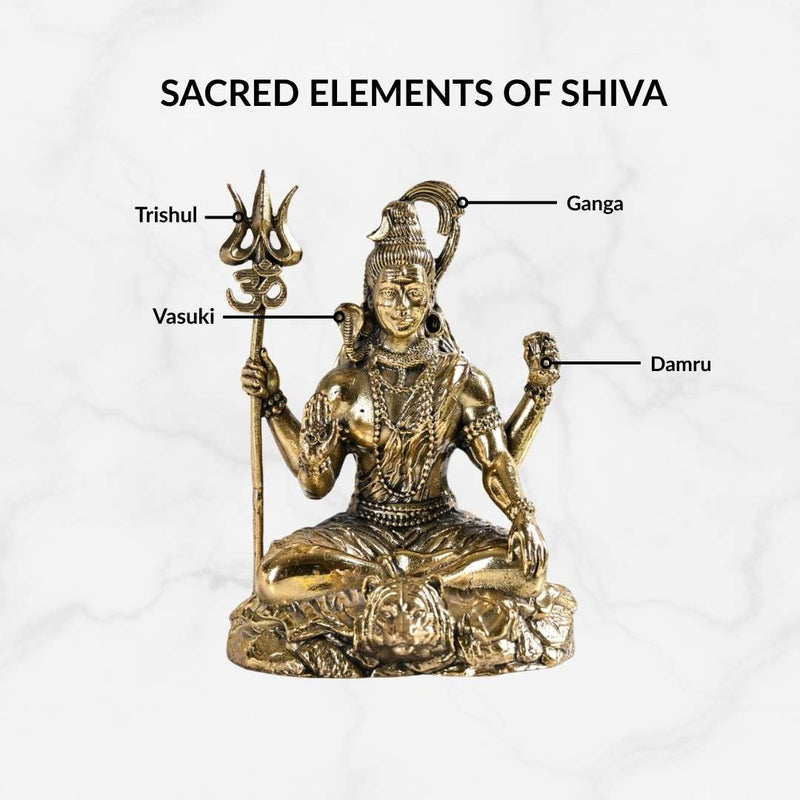 Pure Brass Shiv Mahadev Idol With Gift Box 8cm