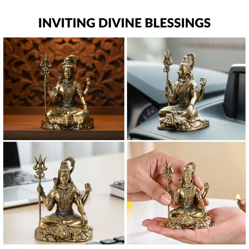 Pure Brass Shiv Mahadev Idol With Gift Box 8cm