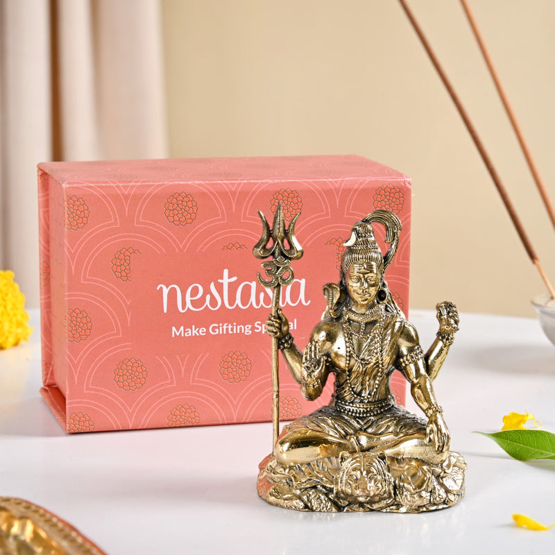 Pure Brass Shiv Mahadev Idol With Gift Box 8cm