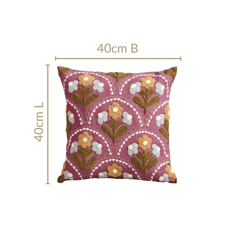 Tufted Blossoms Art Deco Purple Cushion Cover