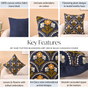 Tufted Blossoms Art Deco Blue Cushion Cover