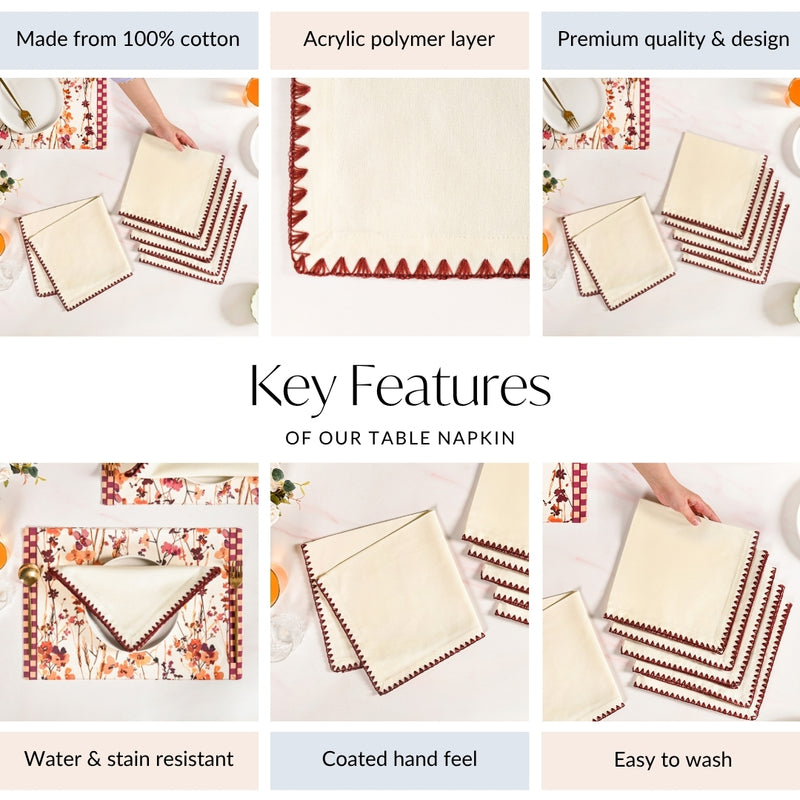 Pure Cotton Napkin Set Of 6