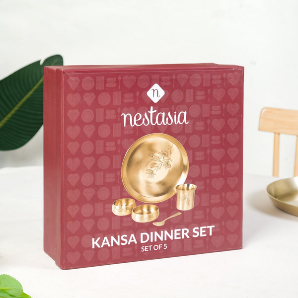 Pure Kansa Single Person Dinner Set Of 5 With Gift Box