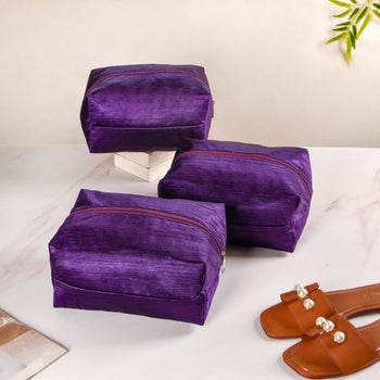 Purple Zippered Travel Shoe Bags Small Set Of 3