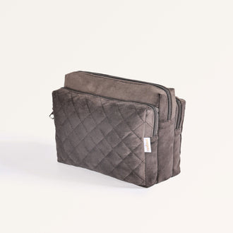 Cushiony Quilted Travel Pouch Brown