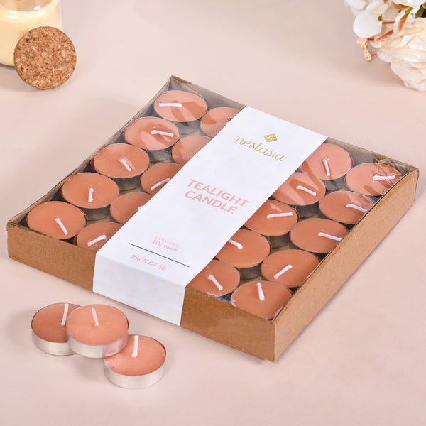 Festive Tealight Candles Peach Set Of 50