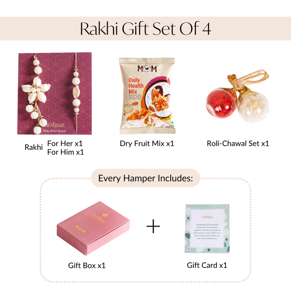 Pearl Chic Rakhi Lumba Set Of 4 With Gift Box And Card