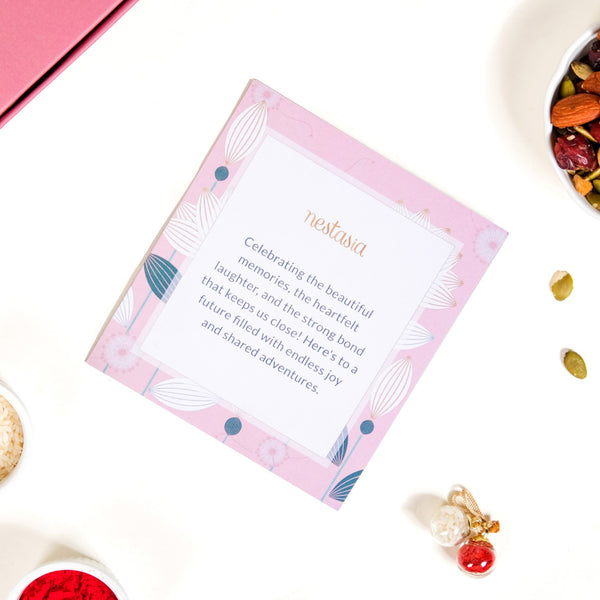 Pink Bloom Rakhi Lumba Gift Set Of 4 With Box And Card