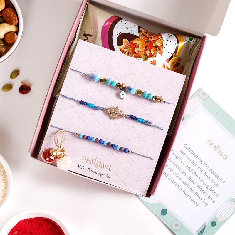 Hamsa Hand Evil Eye Rakhi Hamper Set Of 5 With Gift Box And Card