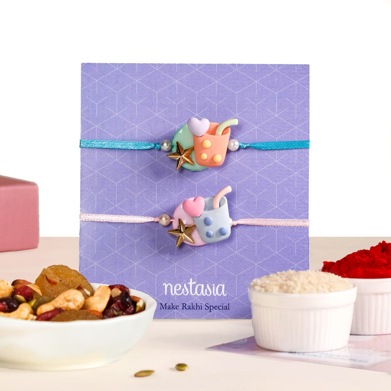 Colourful Boba Tea Rakhi For Kids Set Of 4 With Box And Card