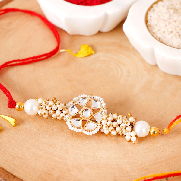 Pearl And Kundan Rakhi Gift Hamper For Brother