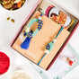 Blue Leaf Motif Designer Rakhi Lumba Set Of 4 With Box And Card