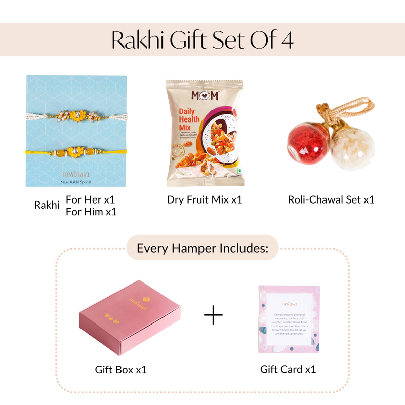 Meenakari Yellow Lotus Rakhi Gift Hamper