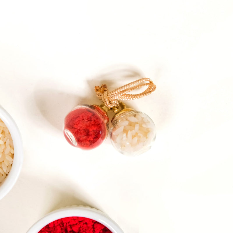 Green Kundan Lotus Rakhi Gift Set For Bhaiya Bhabhi