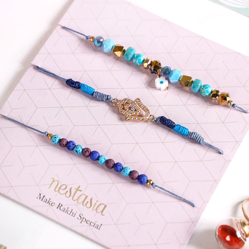 Hamsa Hand Evil Eye Rakhi Hamper Set Of 5 With Gift Box And Card