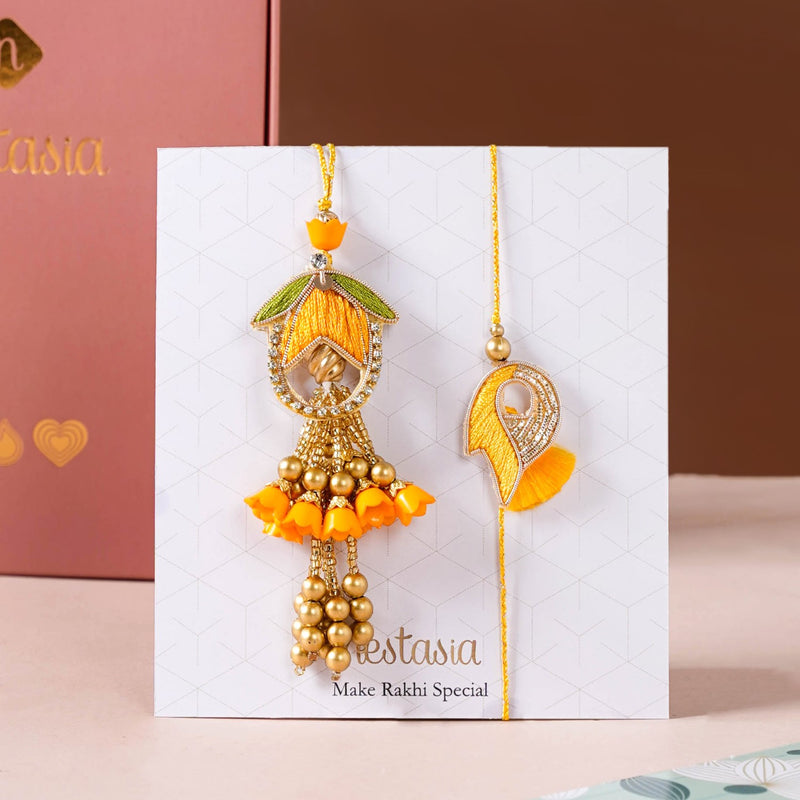 Leaf Cluster Rakhi Lumba Gift Set