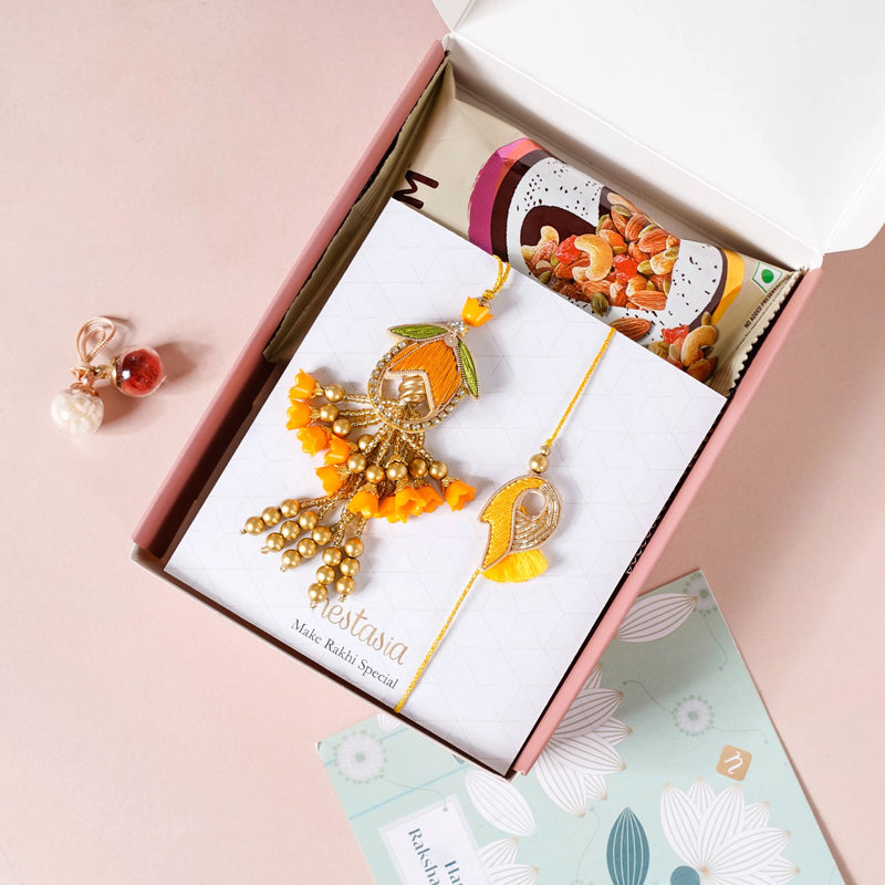 Leaf Cluster Rakhi Lumba Gift Set