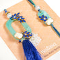 Blue Leaf Motif Designer Rakhi Lumba Set Of 4 With Box And Card