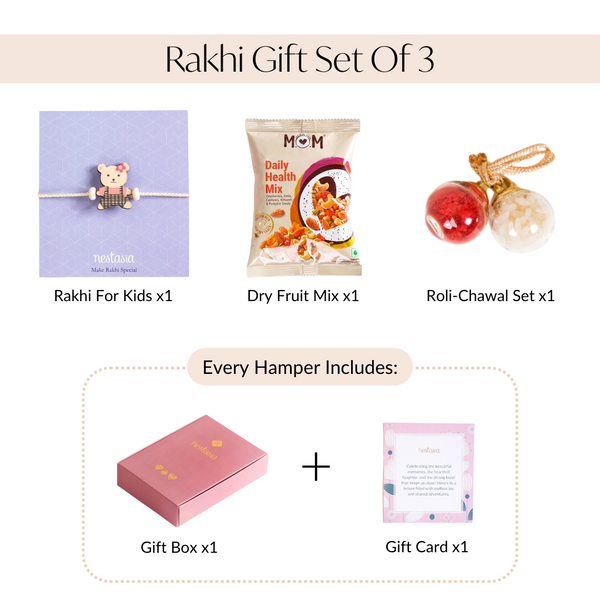Beary Cute Rakhi Gift For Kids Set Of 3 With Box And Card