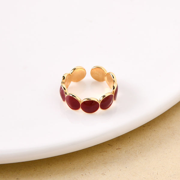 Red Enamel Gold Ring