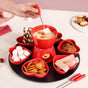 Amore Heart Ceramic Fondue Set Red