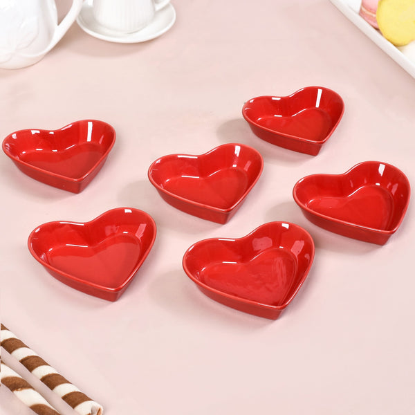 Red Heart Ceramic Plate For Starters Set Of 6