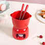 Red Mini Fondue Set With 2 Dipping Forks And Tealight Holder