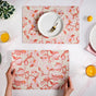 Rectangular Red Poppy Printed Placemats Set Of 6