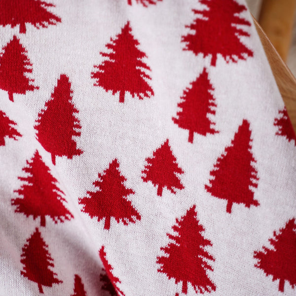 Reversible Style Christmas Tree Throw Blanket Red