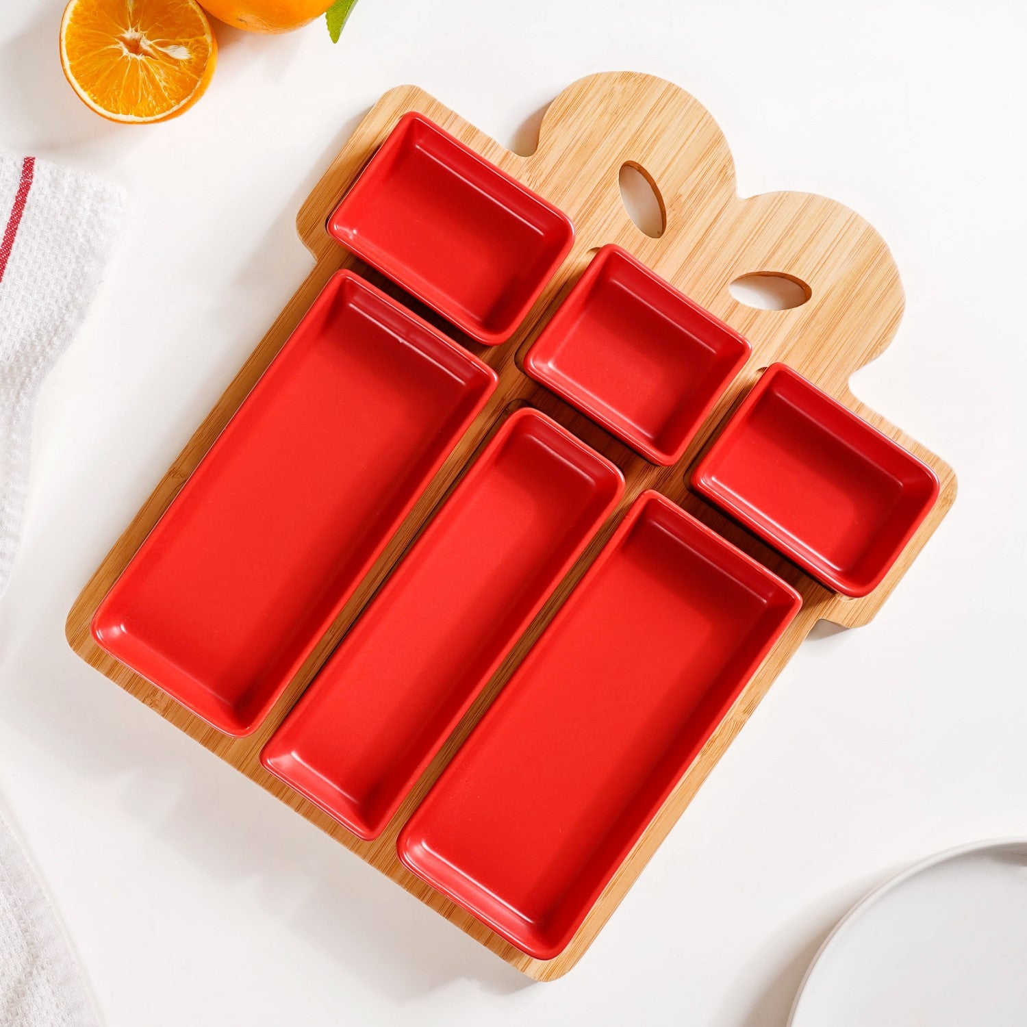 Set Of 6 Gift Box Ceramic Platter With Tray Online - Premium