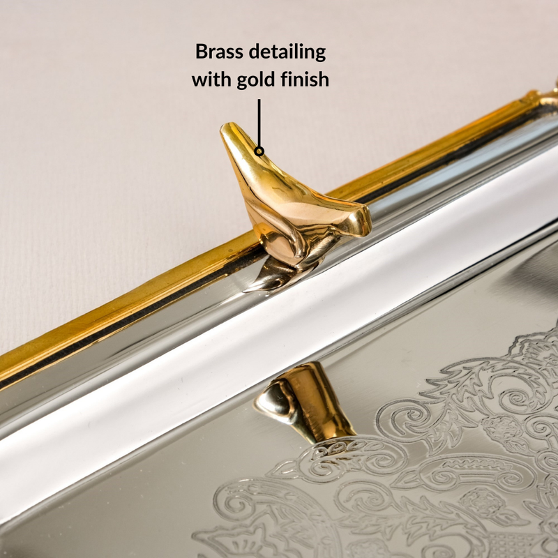 Regal Bird Brass And Stainless Steel Serving Tray