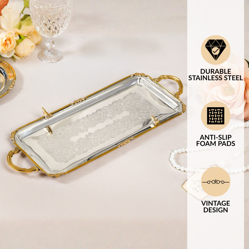 Regal Bird Brass And Stainless Steel Serving Tray