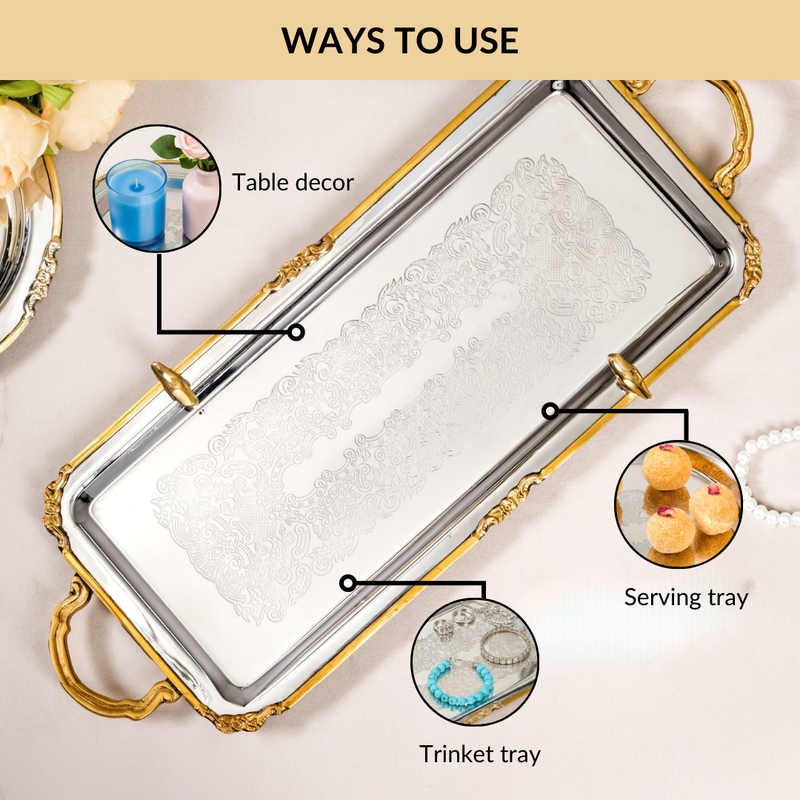 Regal Bird Brass And Stainless Steel Serving Tray