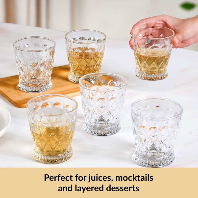 Regal Cut Embossed Glass Set Of 6 245ml