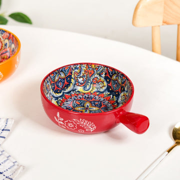 Regal Red Mandala Bowl With Handle 600ml