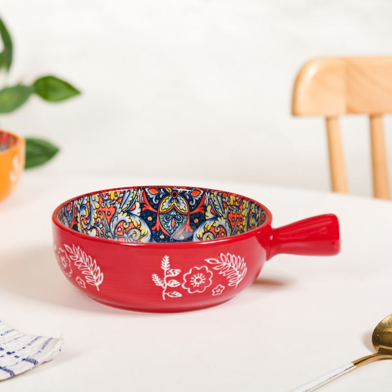 Regal Red Mandala Bowl With Handle 600ml