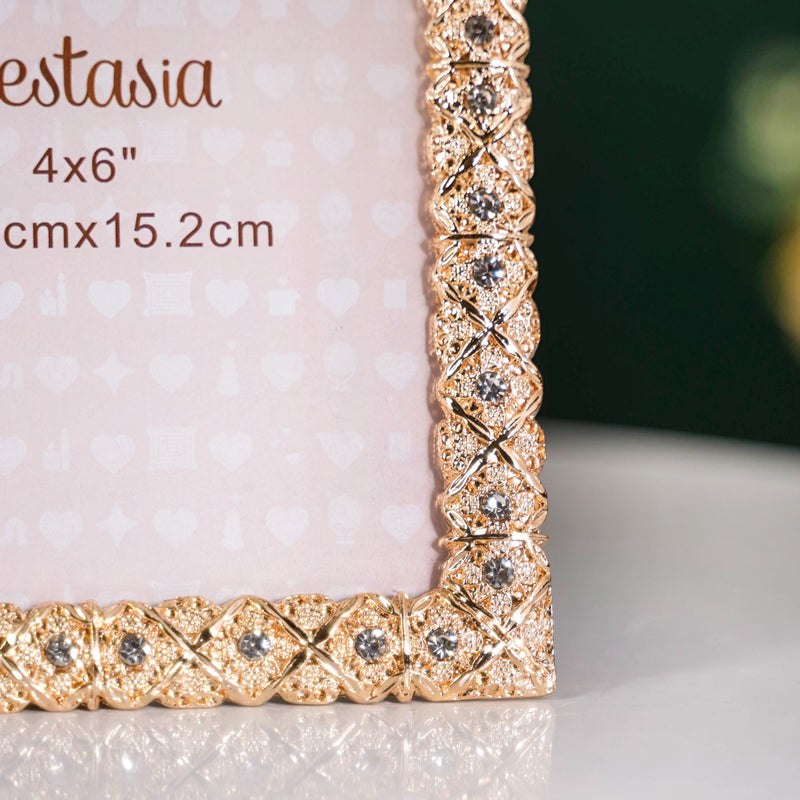 Regal Rhinestone Picture Frame Gold Large 5x7"