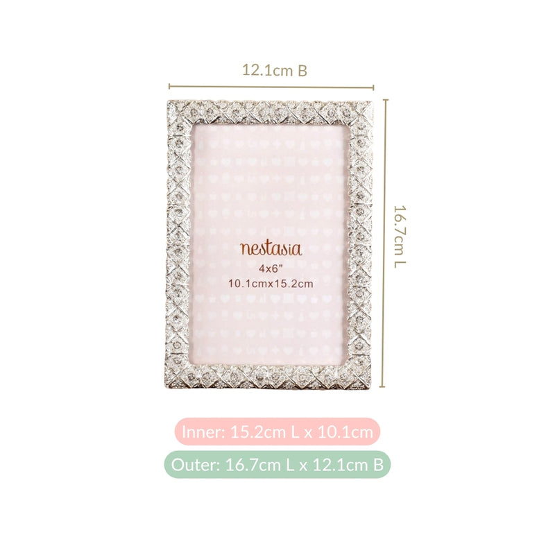 Regal Rhinestone Picture Frame Silver Small 10x15cm