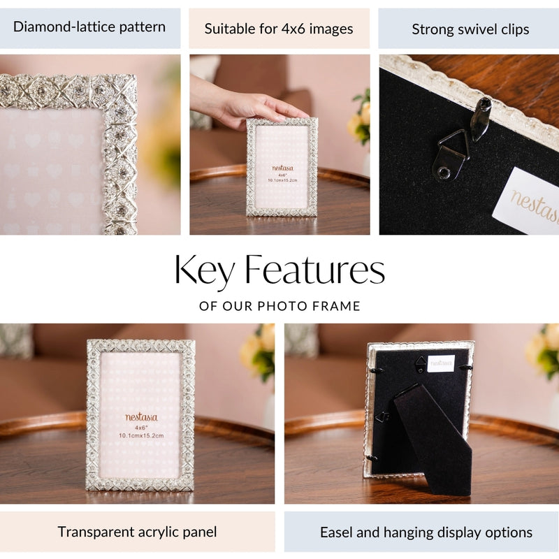 Regal Rhinestone Picture Frame Silver Small 10x15cm