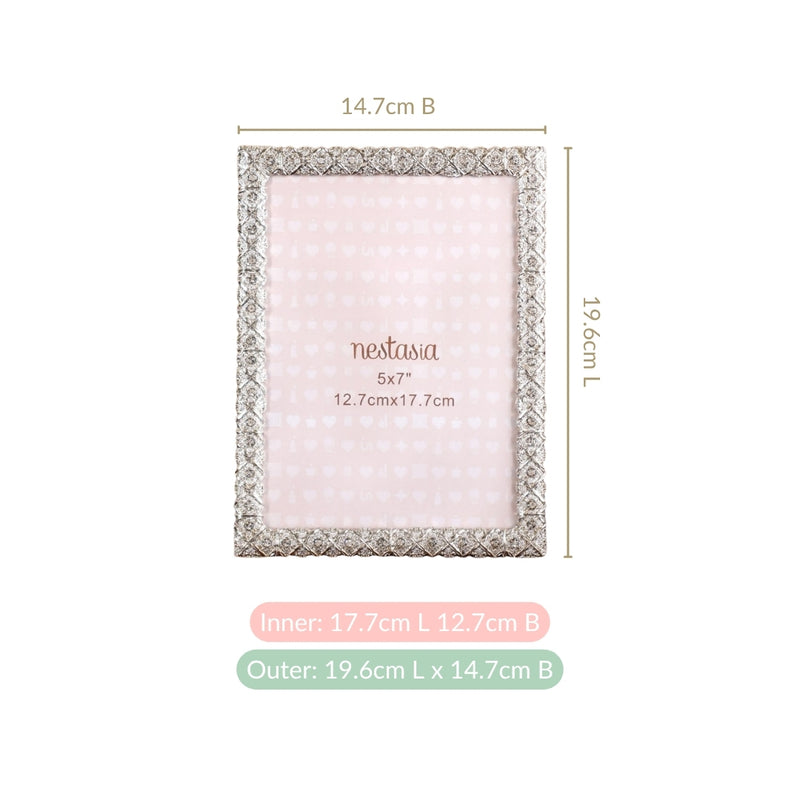 Regal Rhinestone Picture Frame Silver 5x7''