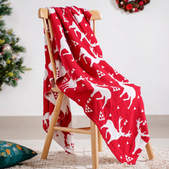 Rudolph The Reindeer Reversible Throw Blanket