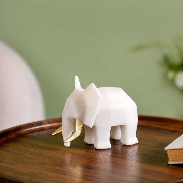 Marble Finish Elephant Sculpture Small