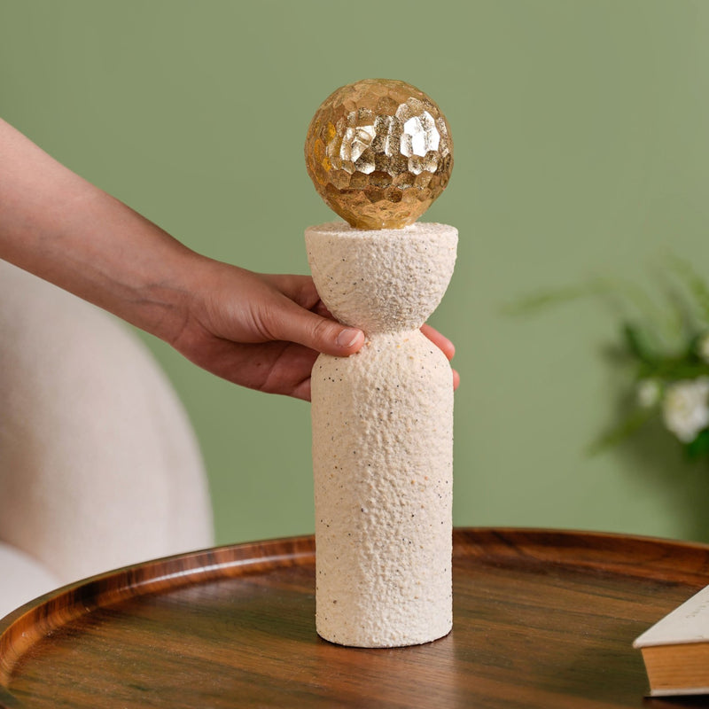 Golden Ball Resin Pole Sculpture