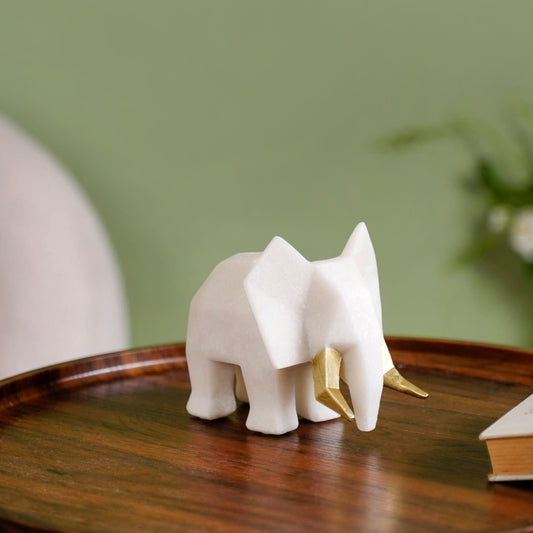 Marble Finish Resin Elephant Sculpture