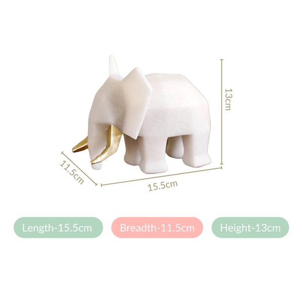 Marble Finish Elephant Sculpture Small